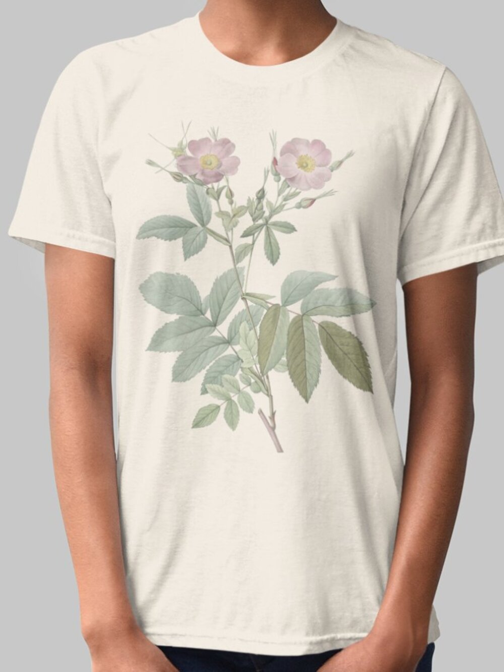 Rose Vintage Floral Print Short Sleeve Graphic Tee T-shirt S-XXL